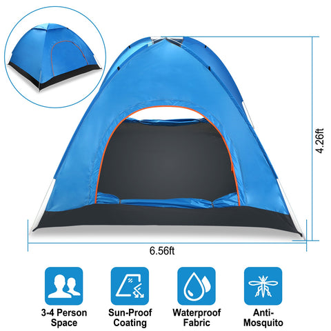 iMounTEK 4-Person Pop Up Tent – Instant Setup Waterproof (Blue)