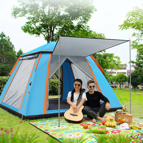 LakeForest 4-5 Person Camping Tent – Waterproof with Mosquito Nets (Blue)