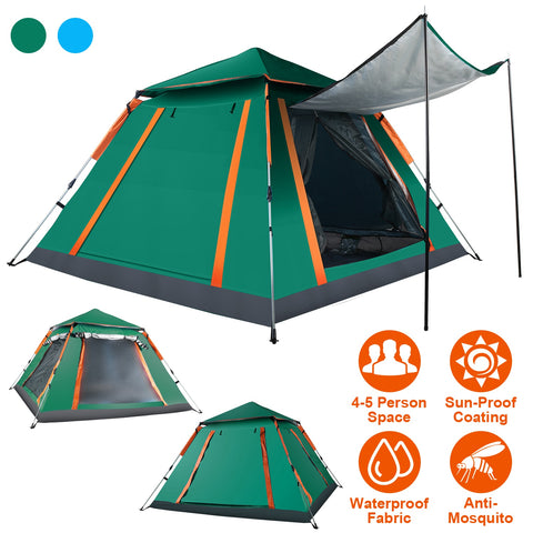 LakeForest 4-5 Person Camping Tent – Waterproof with Mosquito Nets (Green)