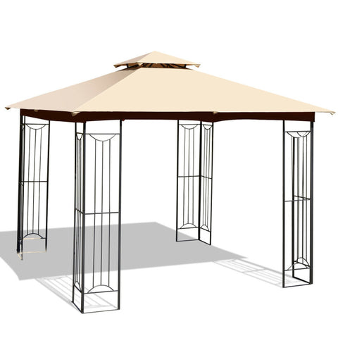10 X 10 Feet 2-Tier Vented Metal Canopy with Mosquito Netting