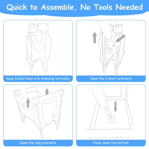 6 In 1 Foldable Baby Crib with Activity Center Diaper Changing Table Mosquito Net Mattress Music Box Toys Storage Tray Baby Bassinet Baby Sleeper