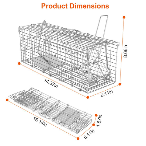 iMounTEK Foldable Rat Trap Cage – Galvanized Iron with L-Shaped Rod