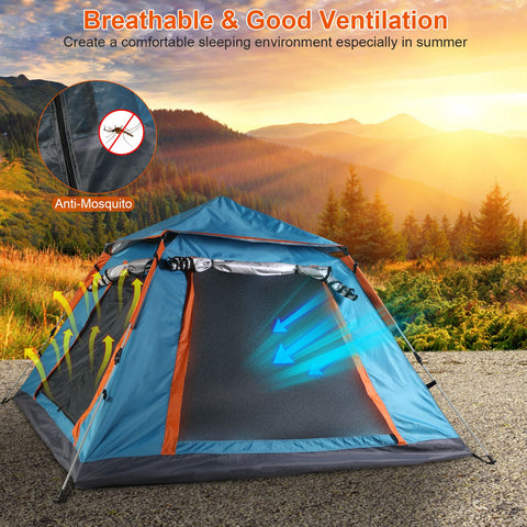 LakeForest 4-5 Person Camping Tent – Waterproof with Mosquito Nets (Blue)