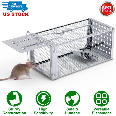 iMounTEK Single Door Rat Trap Cage – Humane Rodent Trap Indoor/Outdoor