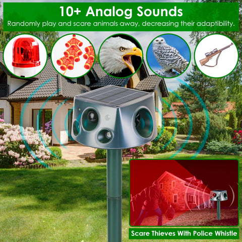 LakeForest Solar Ultrasonic Animal Repeller – 3 Modes Motion Sensor & Vibration