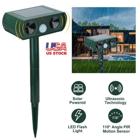 Solarek Ultrasonic Animal Repeller – Solar Powered IPX4 Waterproof