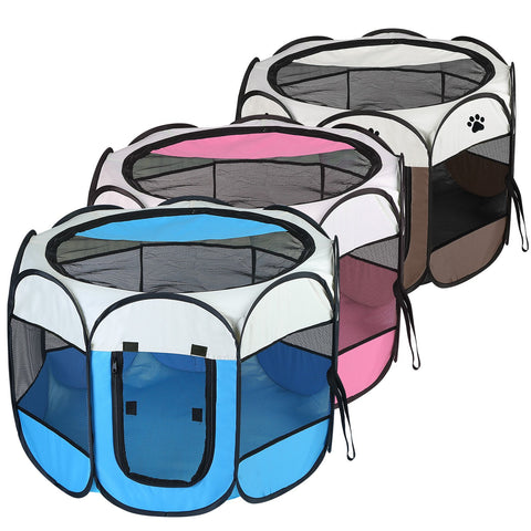 Portable Foldable Pet Tent Exercise Pen Kennel Removable Zipper Top and Bottom Water Resistant Indoor Outdoor Use For Dogs Cats Other Pets
