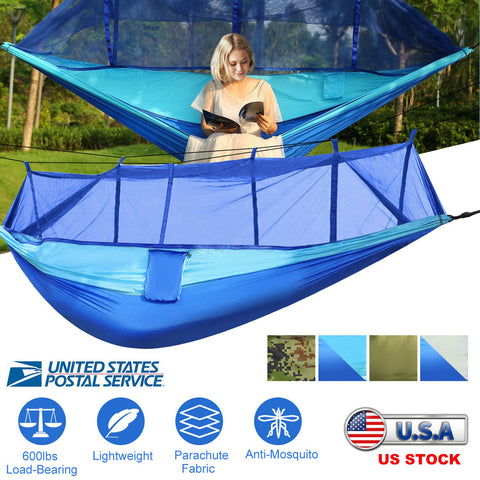 iMounTEK 2-Person Hammock with Mosquito Net – 600lbs (Blue)