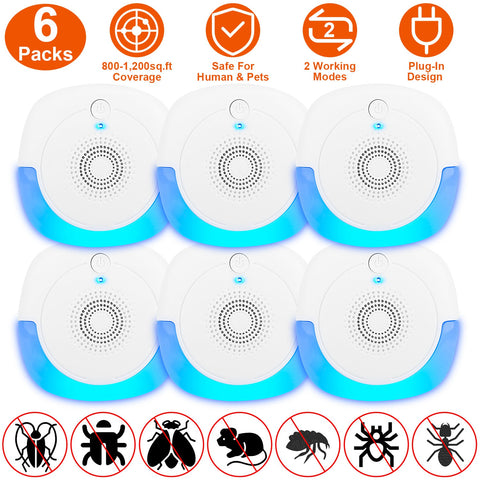 iMounTEK 6-Pack Ultrasonic Pest Repeller – Plug-In for Home & Office