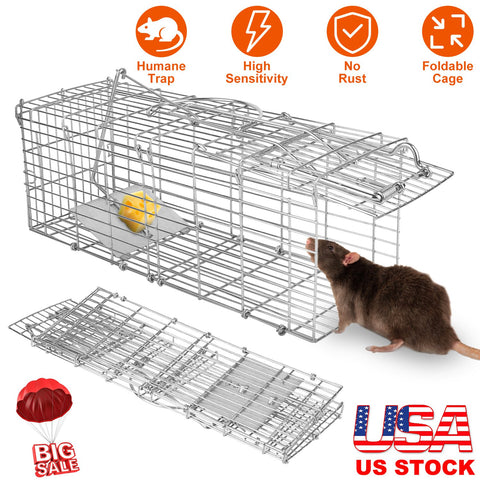 iMounTEK Foldable Rat Trap Cage – Galvanized Iron with L-Shaped Rod