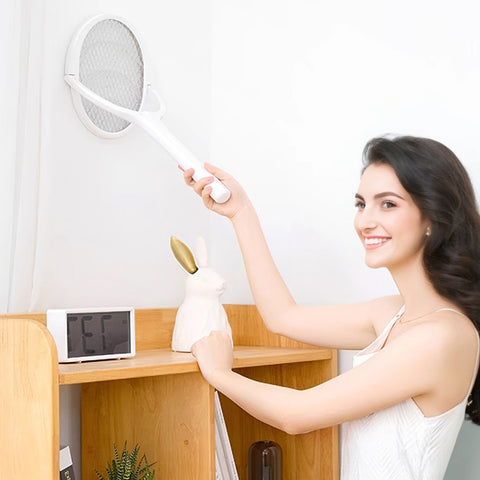 iMounTEK 3-in-1 Electric Bug Zapper Racket – 90° Rotating Telescopic Wand