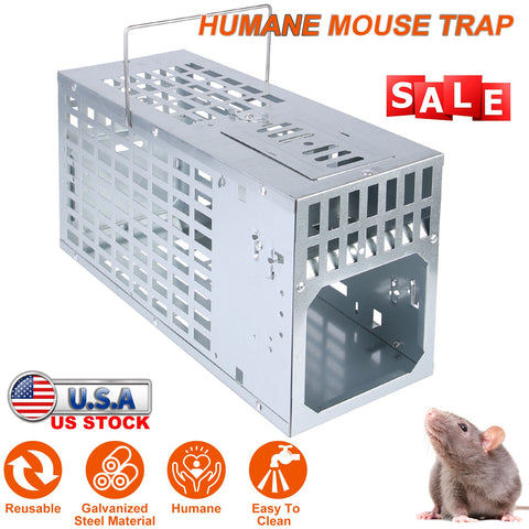 iMounTEK Humane Live Mouse Trap – Metal Cage Single Door Continuous Capture