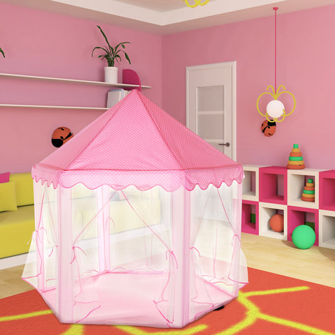 Kids Play Tents Princess for Girls Princess Castle Children Playhouse Indoor Outdoor Use w/ Carry Case