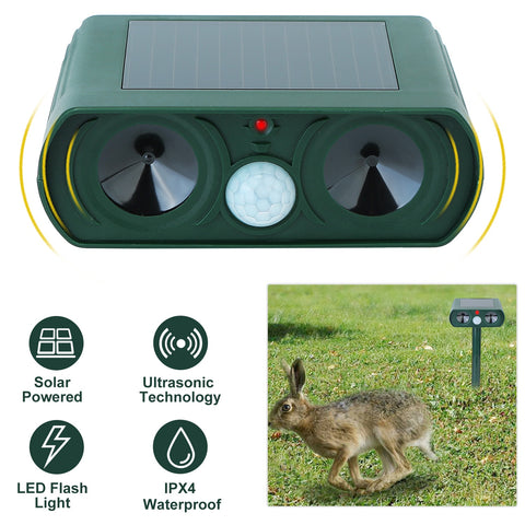 Solarek Ultrasonic Animal Repeller – Solar Powered IPX4 Waterproof