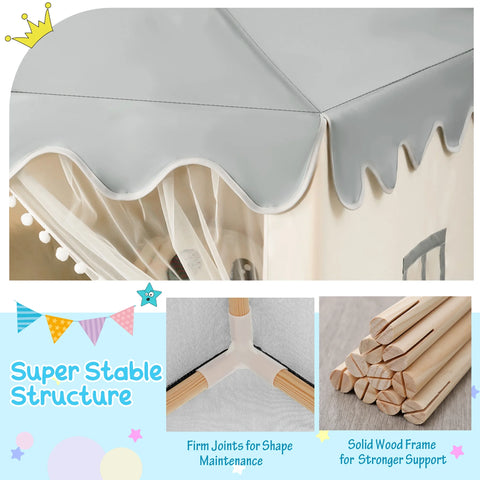 Kids Play Tent Large Playhouse Children Castle Fairy Tent Gift W/ Washable Mat