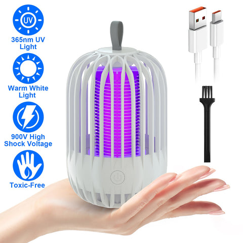 iMounTEK 900V Cordless Bug Zapper – USB-C Rechargeable Night Light (White)