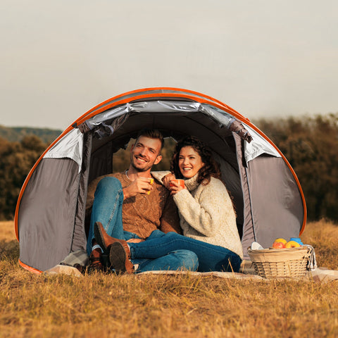 LakeForest 5-8 Person Pop Up Tent – Auto Setup Waterproof (Khaki)