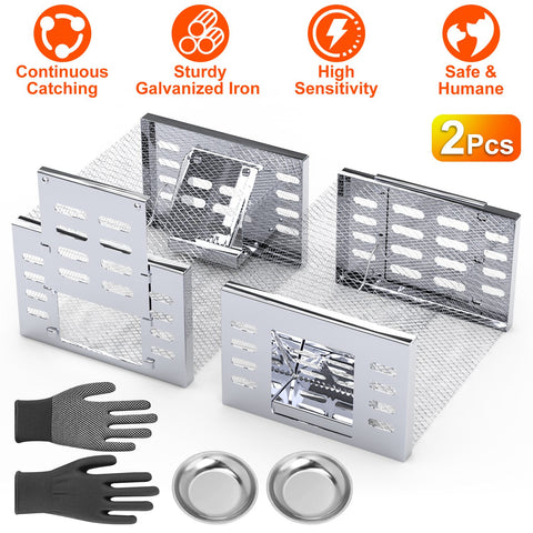 iMounTEK 2-Pack Humane Rat Trap Cage – Automatic Continuous Catch & Release
