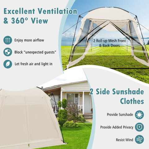 10 X 10 Feet Screened Canopy Tent W/ Vestibule and Zippered Door