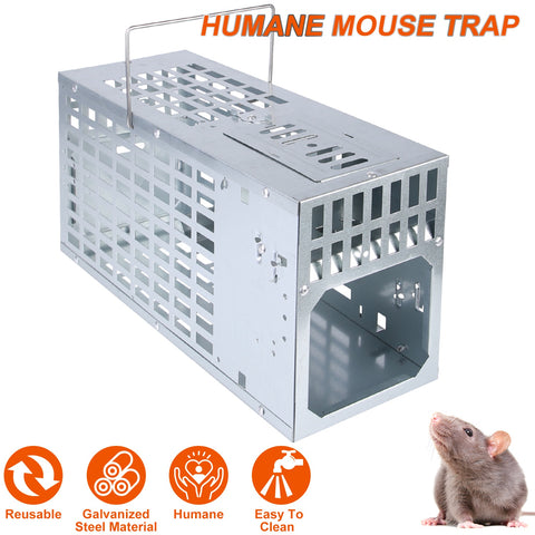 iMounTEK Humane Live Mouse Trap – Metal Cage Single Door Continuous Capture