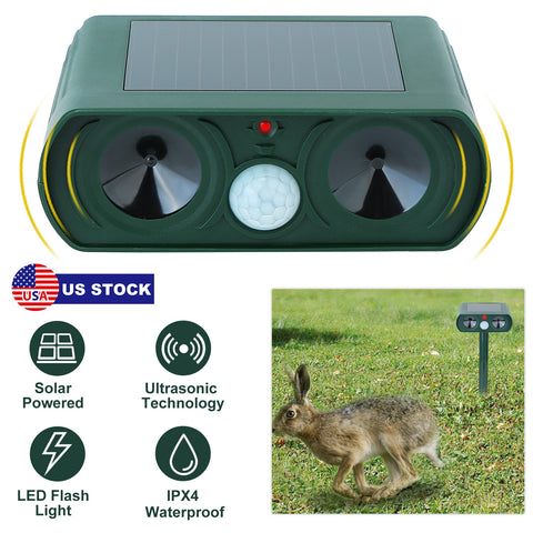 Solarek Ultrasonic Animal Repeller – Solar Powered IPX4 Waterproof