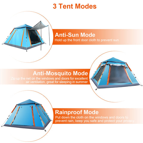 LakeForest 4-5 Person Camping Tent – Waterproof with Mosquito Nets (Green)