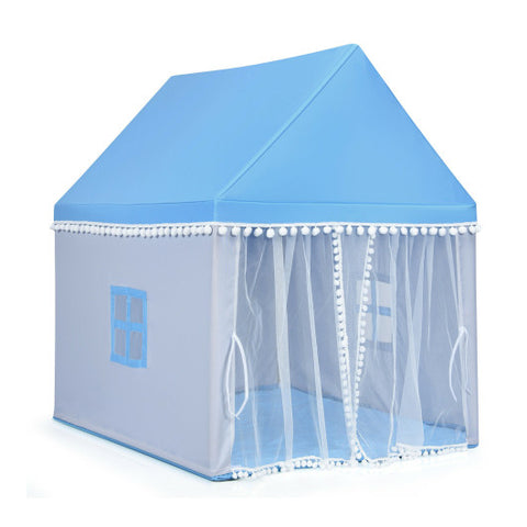 Kid Playhouse - Large Playhouse Children Play Castle Fairy Tent Gift with Mat, Blue