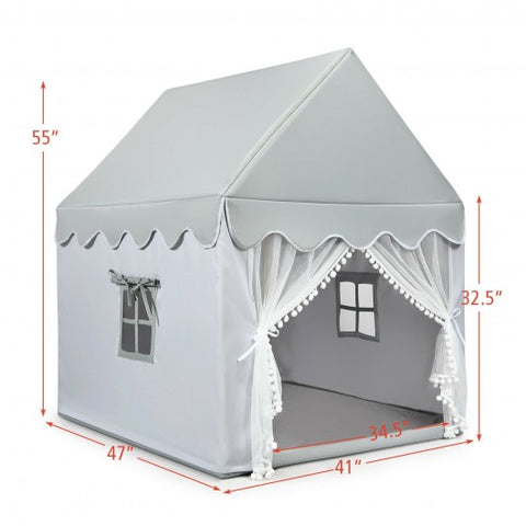 Kid Play Tent - Large Play Castle Fairy Tent with Mat, Gray