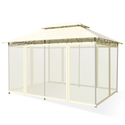 Tent Shelter Canopy - 10 Feet x 13 Feet with Removable Netting Sidewall, Beige