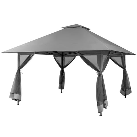 Instant Pop Up Canopy - 13 x 13 Feet Tent with Mesh Sidewall, Gray
