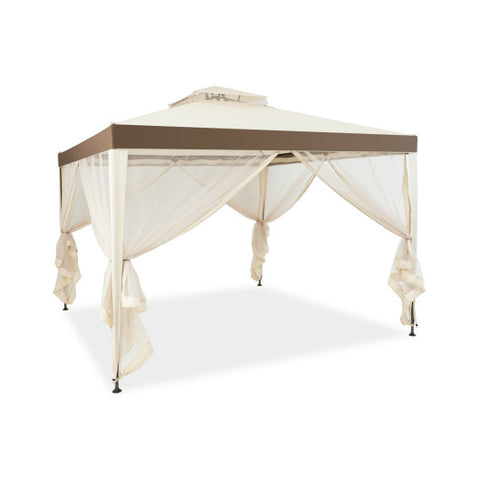 Canopy Gazebo Tent - Shelter Garden Lawn Patio with Mosquito Netting, Beige