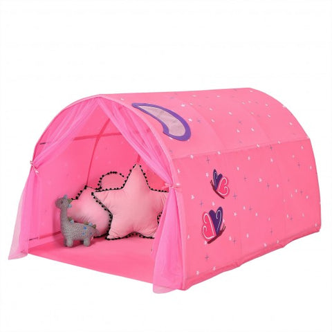 Portable Play Tent - Kids Galaxy Starry Sky Dream Tent with Double Net Curtain, Pink