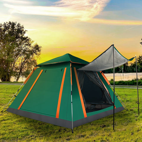 LakeForest 4-5 Person Camping Tent – Waterproof with Mosquito Nets (Green)