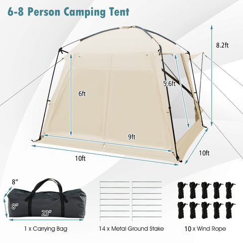 10 X 10 Feet Screened Canopy Tent W/ Vestibule and Zippered Door