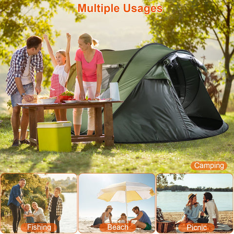 LakeForest 5-8 Person Pop Up Tent – Auto Setup Waterproof (Khaki)