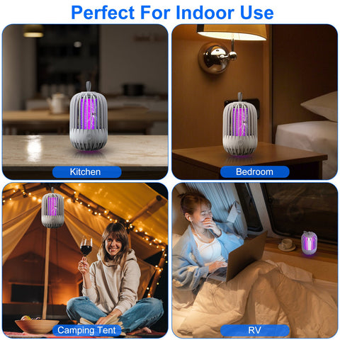 iMounTEK 900V Cordless Bug Zapper – USB-C Rechargeable Night Light (White)