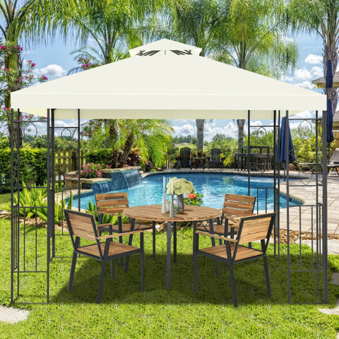 10 X 10 Feet 2-Tier Vented Metal Canopy with Mosquito Netting