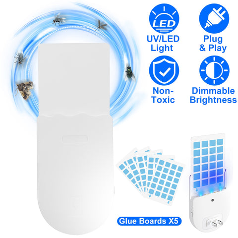 iMounTEK Plug-In Flying Insect Trap – UV Light with 5 Glue Boards