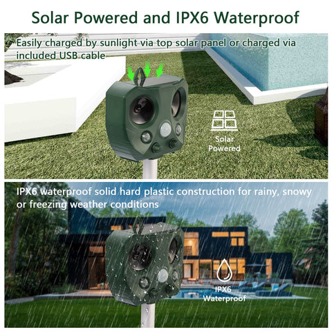 iMounTEK Solar Animal Repeller – LED Flash IPX6 Waterproof