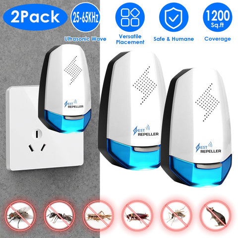 iMounTEK 2-Pack Ultrasonic Pest Repeller with Night Light – White