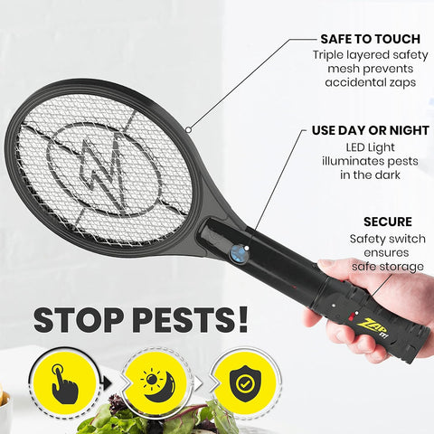 Bug Zapper Rechargeable Bug Zapper Racket, 4,000 Volt, USB Charging Cable