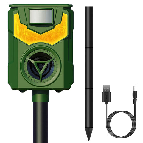 LakeForest Solar Animal Repeller with Flame Light – USB & PIR Sensor