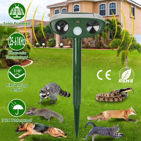 Solar Ultrasonic Animal Rat Repeller Repellent PIR Motion