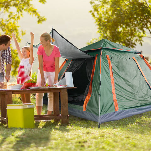 LakeForest 4-5 Person Camping Tent – Waterproof with Mosquito Nets (Green)