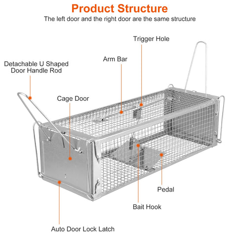 iMounTEK Dual Door Rat Trap Cage – Dense Mesh Zinc Plated