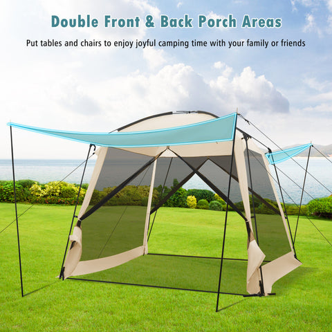 10 X 10 Feet Screened Canopy Tent W/ Vestibule and Zippered Door