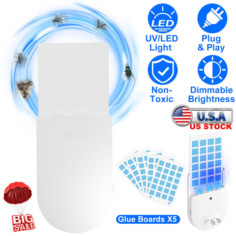 iMounTEK Plug-In Flying Insect Trap – UV Light with 5 Glue Boards