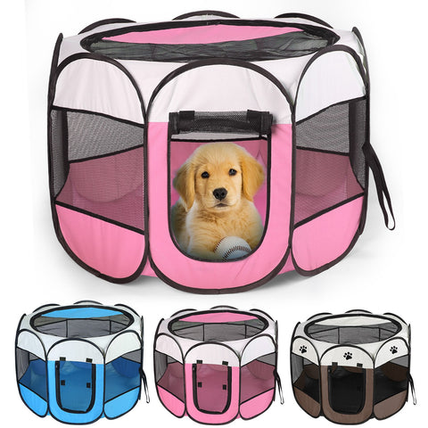 Portable Foldable Pet Tent Exercise Pen Kennel Removable Zipper Top and Bottom Water Resistant Indoor Outdoor Use For Dogs Cats Other Pets