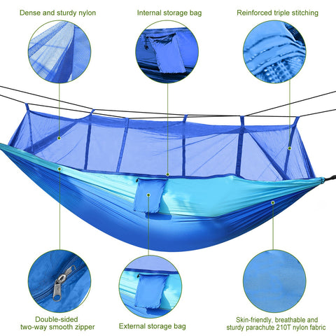 iMounTEK 2-Person Hammock with Mosquito Net – 600lbs (Blue)