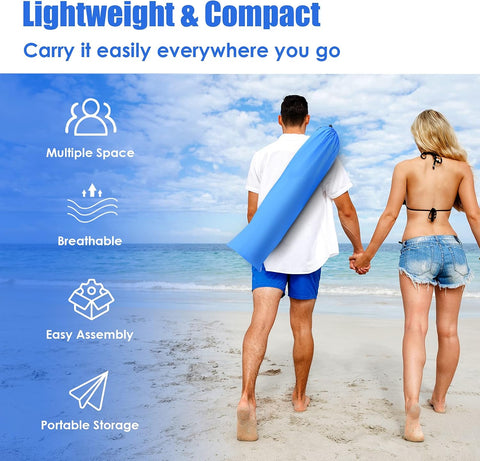 3-4 Person Easy Pop up Beach Tent, UPF 50+ Portable Sun Shelter W/ 3 Ventilation Windows, Zippered Front Porch, 4 Storage Pockets & Carrying Bag, Instant Beach Sun Shade with 8.5Mm Rod